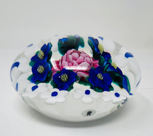 Stunning 1987 Ken Rosenfeld Cabbage Rose Concentric Paperweight