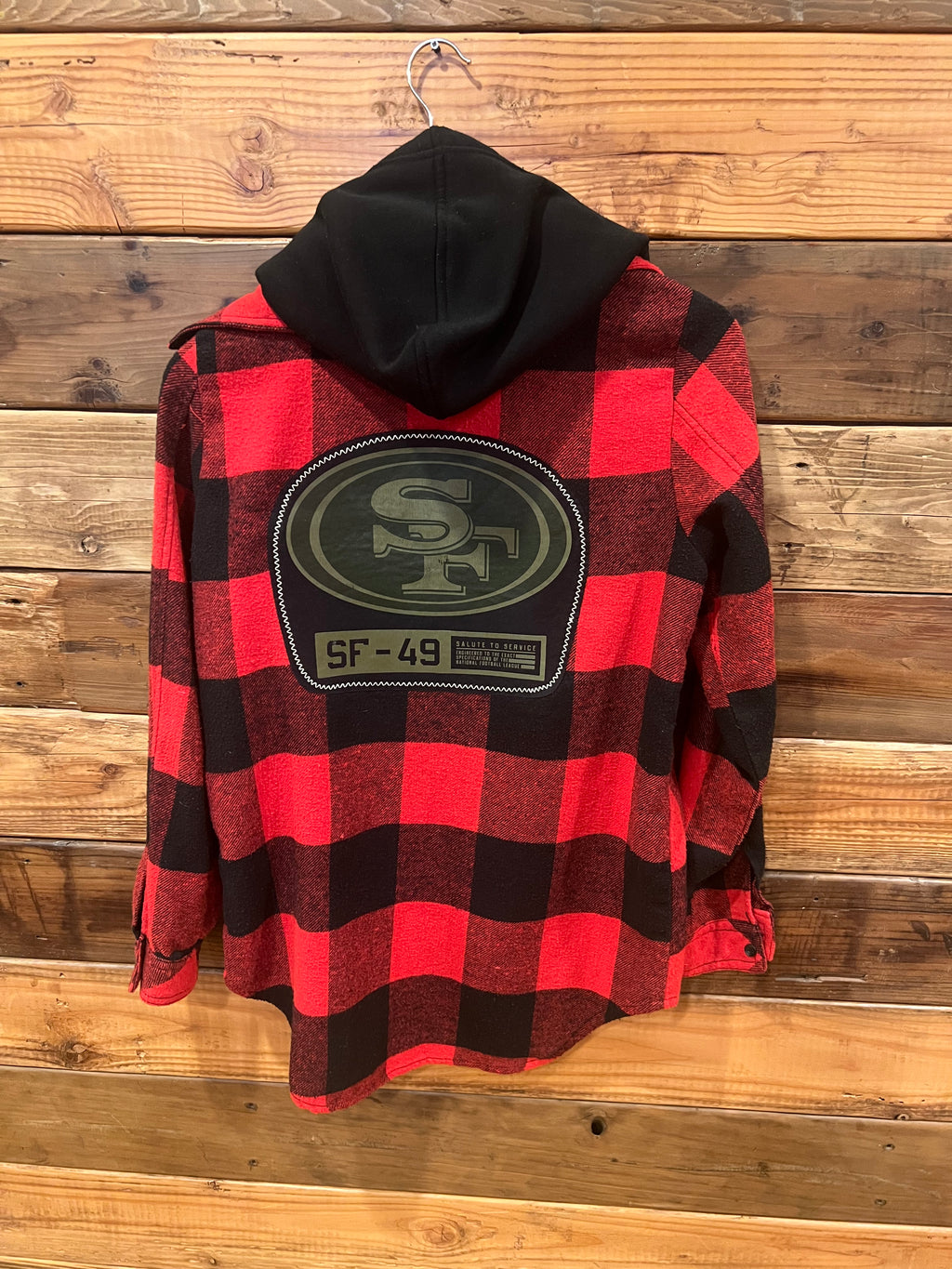 San Francisco 49ers Ci Sono Custom MadAndie One of a Kind flannel with faux hoodie