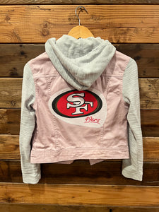 San Francisco 49ers one of a kind wallflower pink denim hoodie jacket