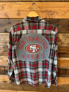 San Francisco 49ers J Crew one of a kind custom game day flannel