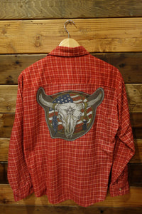 Vintage American bull skull and flag one of a kind vintage Haband western shirt 