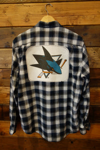 San Jose Sharks one of a kind vontage American Rag flannel shirt, NHL