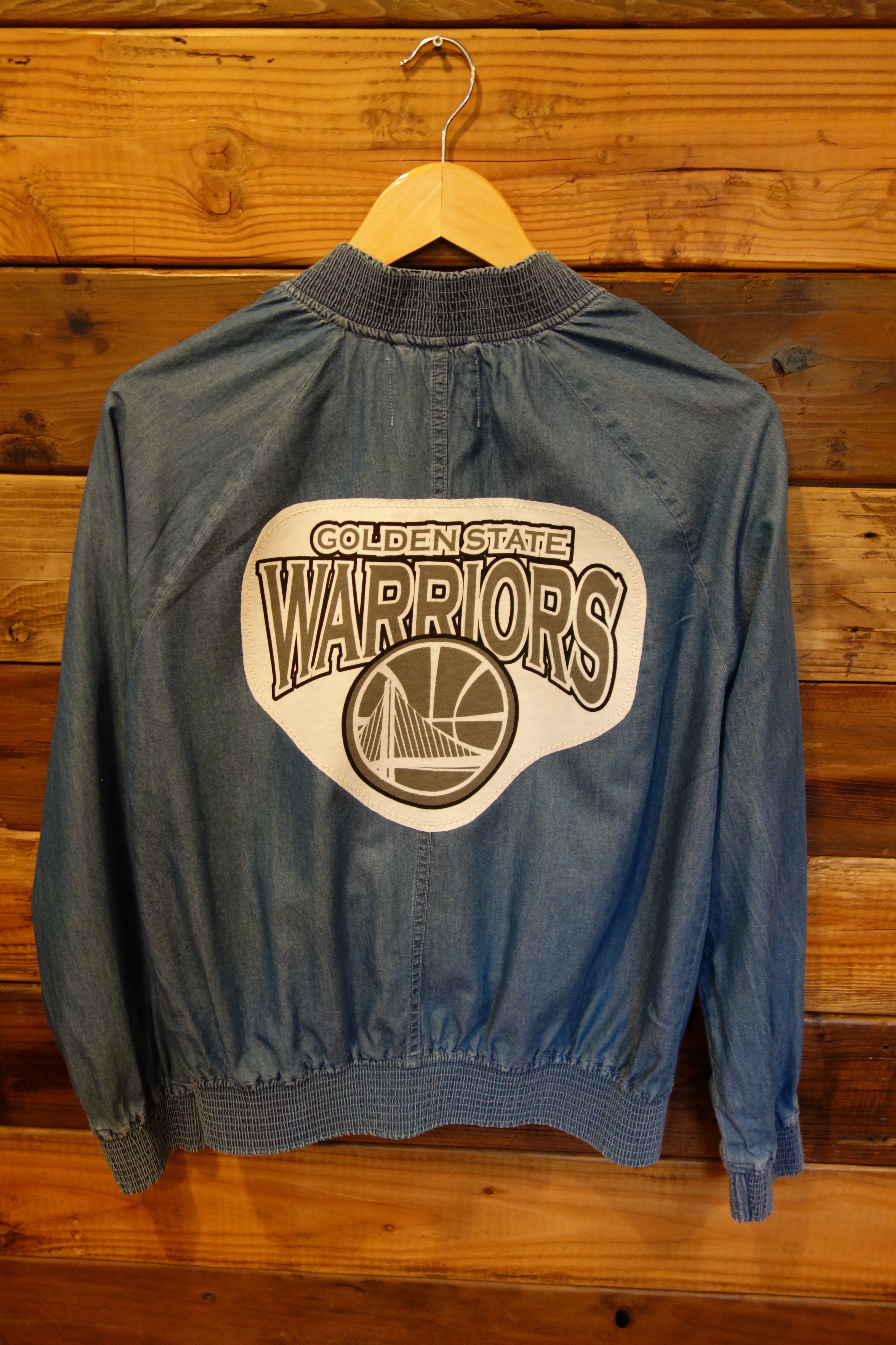 Golden State Warriors one of a kind jean bomber jacket The Edit