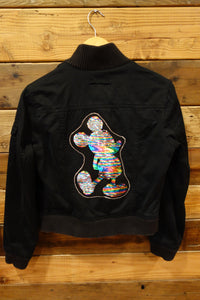 One of a kind Gap bomber jean jacket flip sequin Disney Mickey Mouse