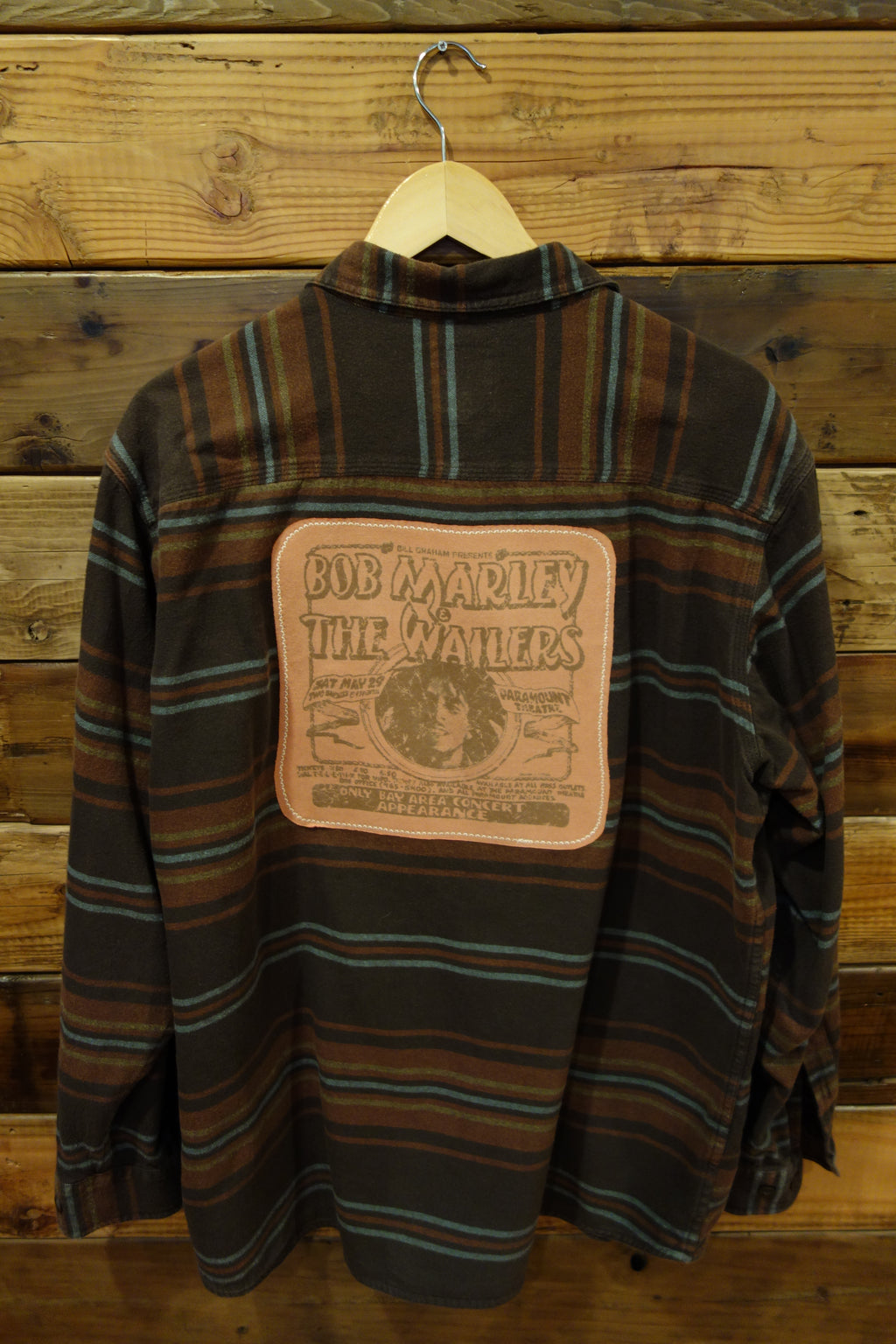 Red Head vintage one of a kind flannel, Bob Marley and the Wailers