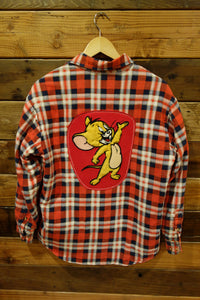 Vintage one of a kind flannel shirt jacket, Tom & Jerry