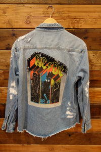 AC/DC concert tee, one of a kind custom Zara jean jacket shirt