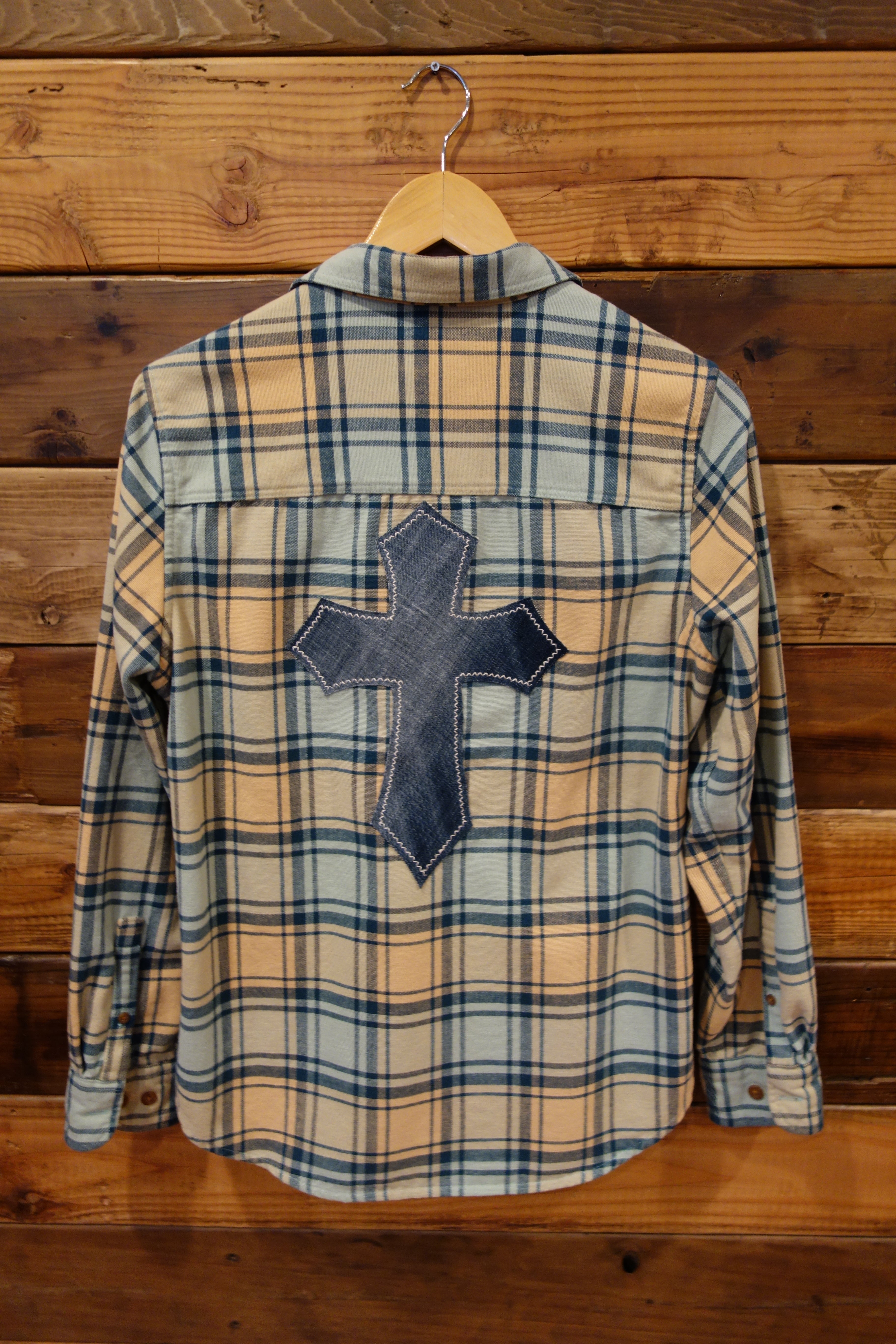 vintage L.L. Bean chamois cotton plaid shirt, one of a kind, Levi's jean cross