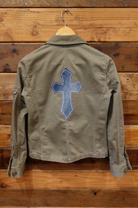 vintage J Crew military jacket, one of a kind, jean cross