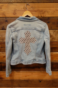 Gap jean jacket, one of a kind, custom designer cross