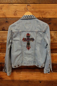 Rock & Republic jean jacket, one of a kind, stud details, cross