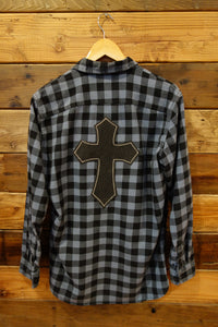 Vintage Land's End Canvas flannel, one of a kind, Cross