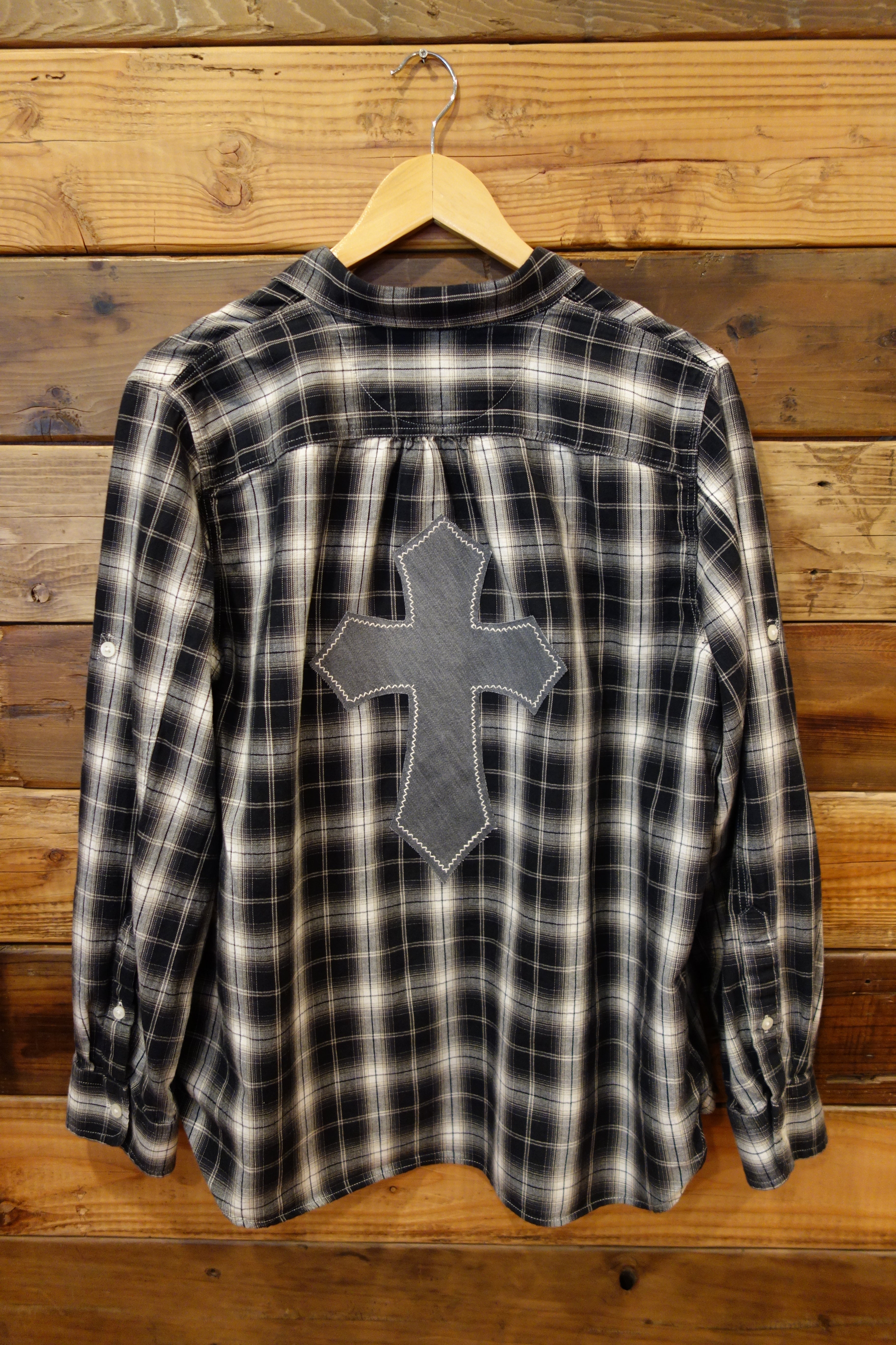 Ralph Lauren vintage flannel, one of a kind, cross, upcycled clothing