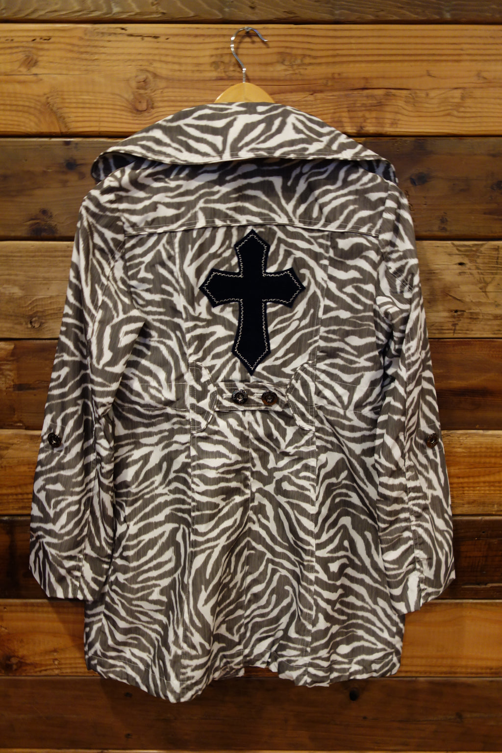 Guess vintage zebra rain jacket, one of a kind, cross, upcycled clothing