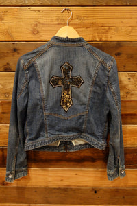 X2 Denim Laboratories, moto vintage jean jacket, one of a kind, cross