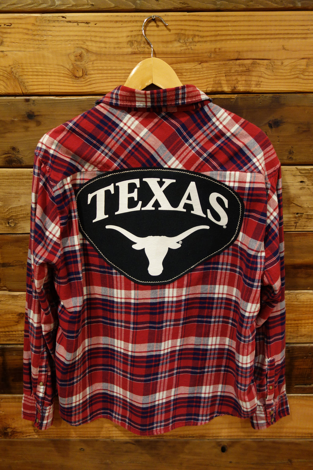 Jachs Girlfriend vintage flannel, one of a kind, university of texas longhorns