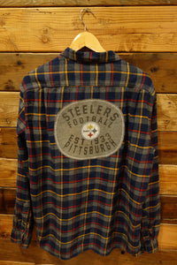 Cotton Vintage Flannel Shirt With Pittsburgh Steelers