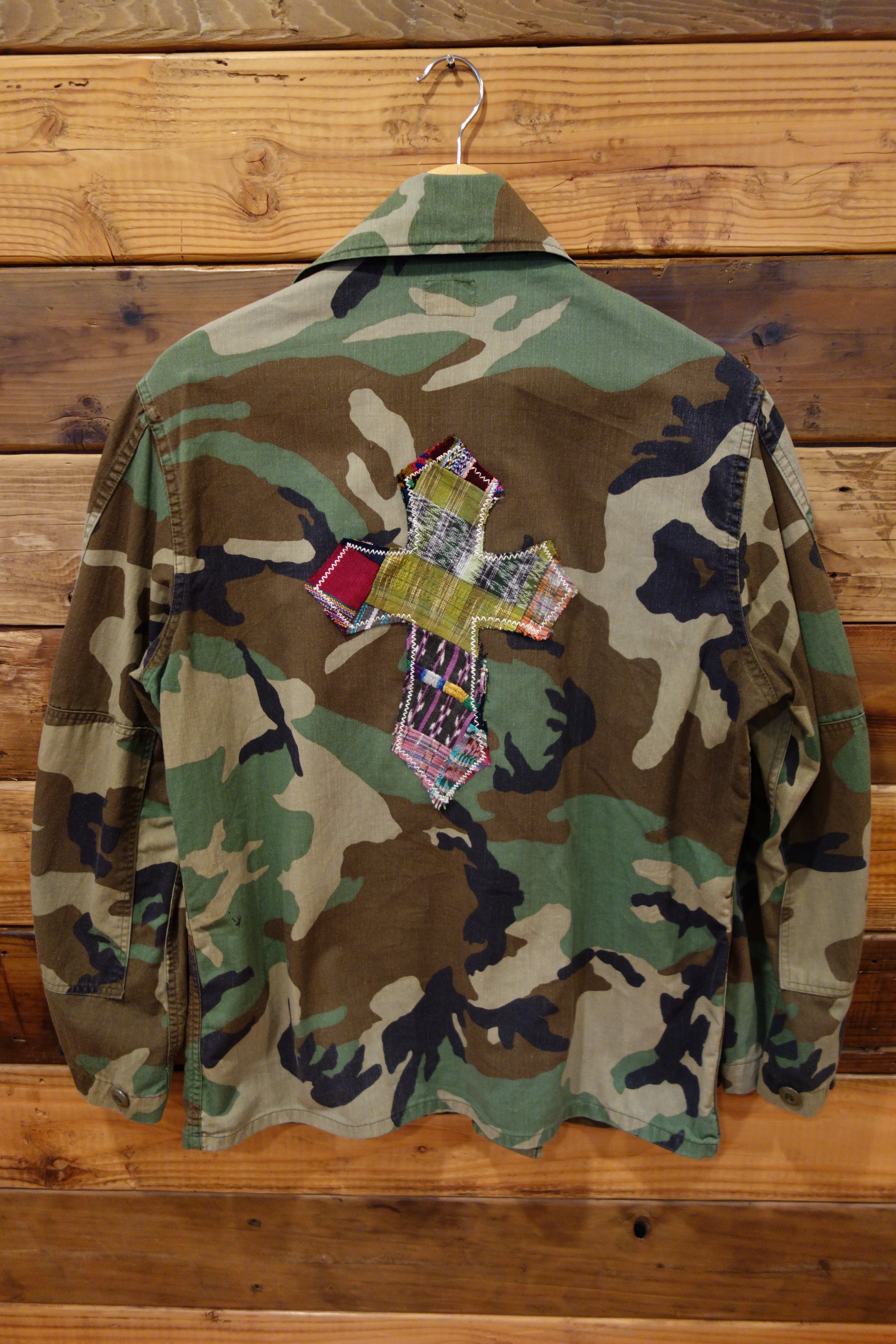 military camo jacket, custom quilt cross