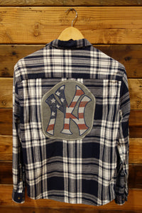 Aeropostale vintage custom flannel, New York Yankees patriotic tee