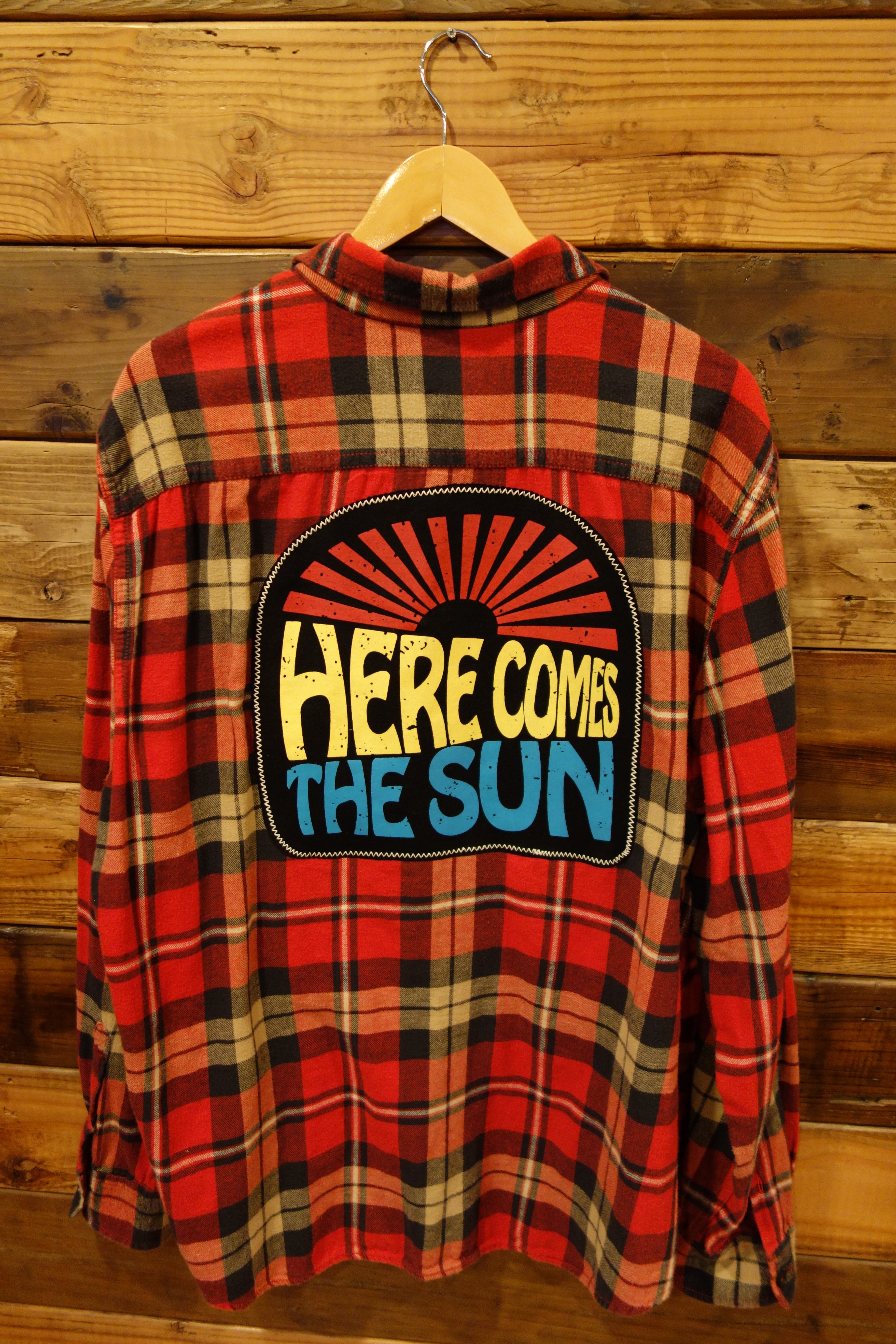 american eagle custom vintage flannel, here comes the sun, the beatles