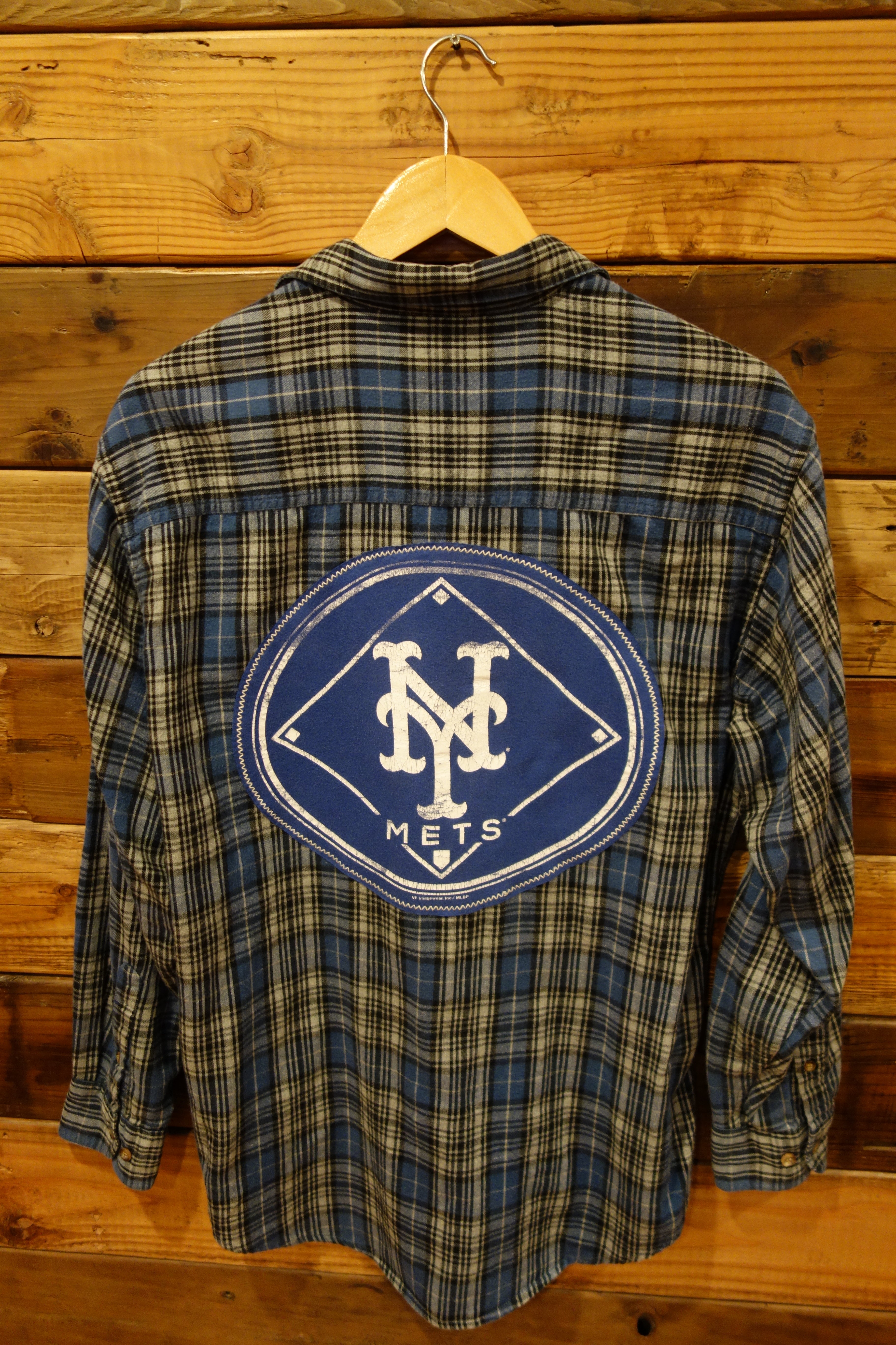 Vintage Woolrich custom flannel, one of a kind, New York Mets tee