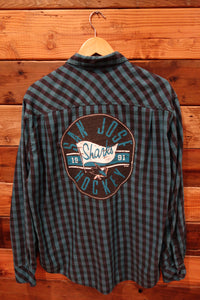 Method vintage custom flannel, one of a kind, San Jose Sharks hockey tee
