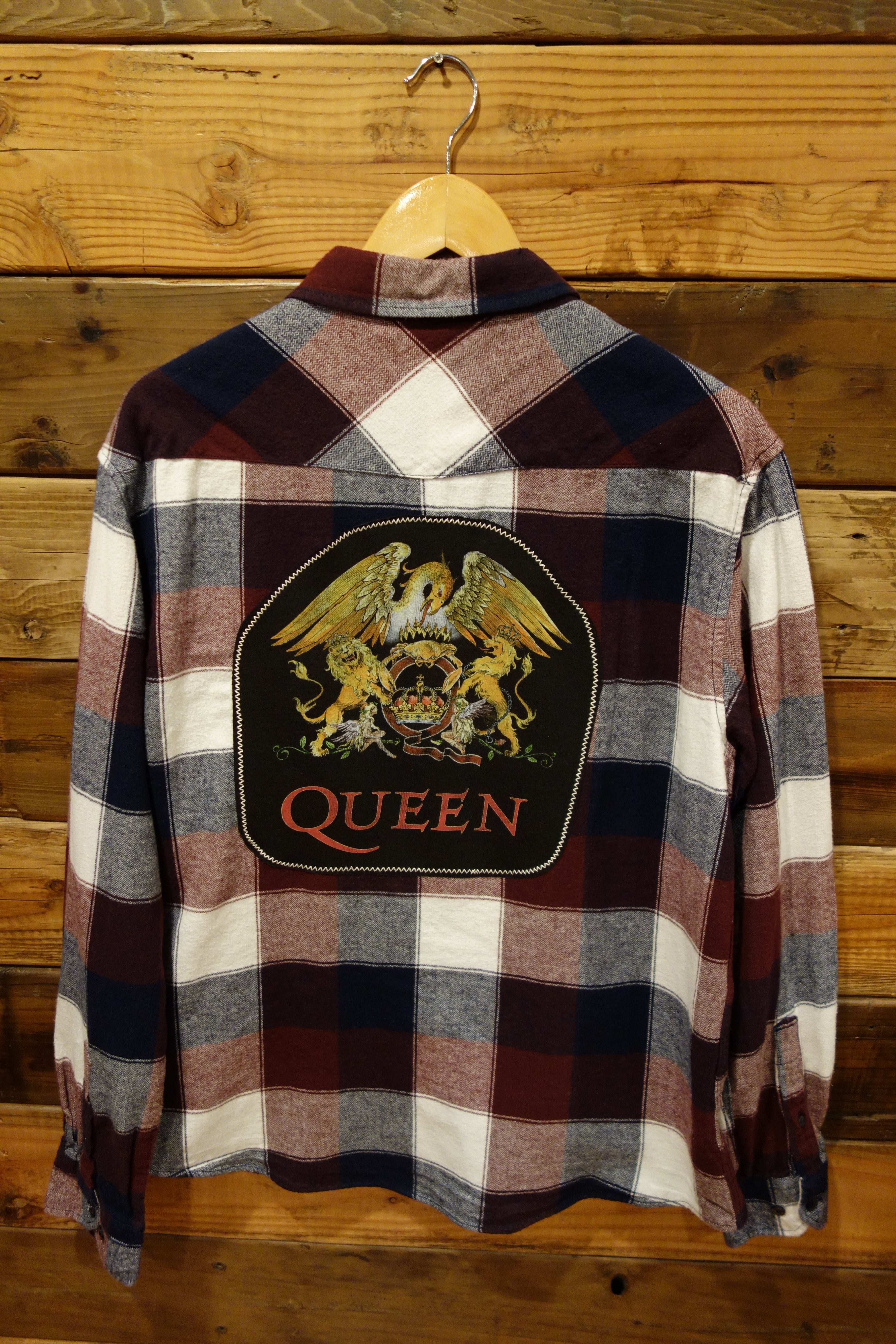 Queen band tee, one-of-a-kind custom Coastal vintage surf flannel