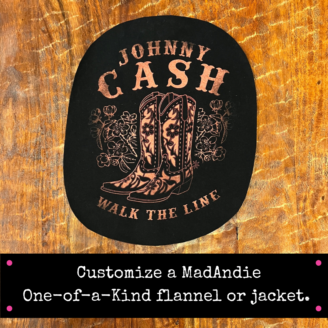 Johnny Cash Walk the Line one of a kind custom men's or women's shirt, jacket or flannel