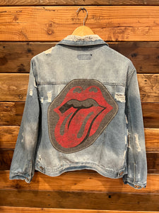 rolling stones one of a kind custom ci sono distressed jean jacket