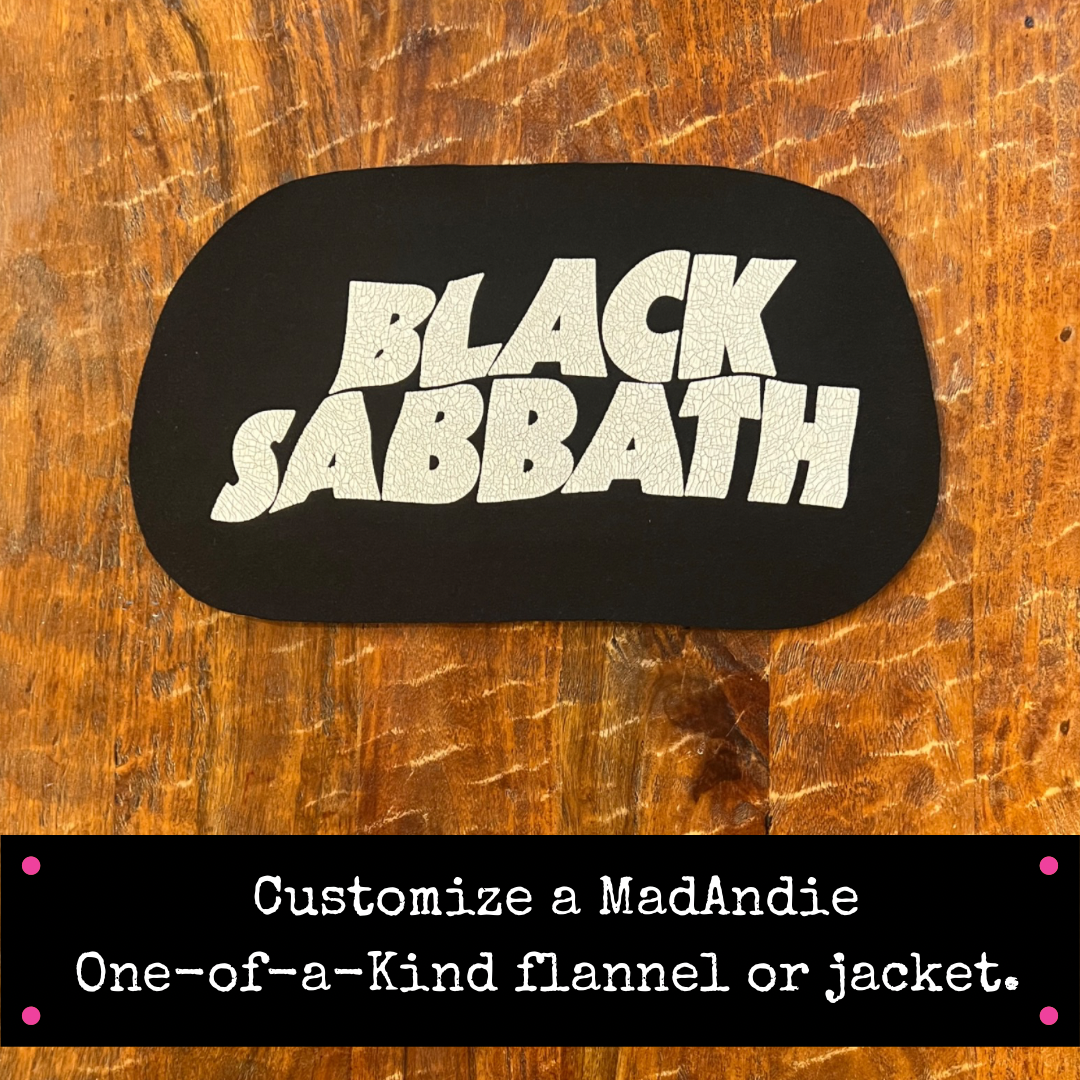 Black Sabbath vintage logo one of a kind custom MadAndie shirt, flannel or jacket