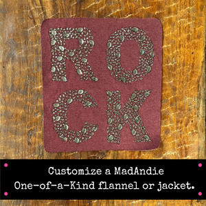 rock and roll bling one of a kind madandie custom shirt, flannel or jacket
