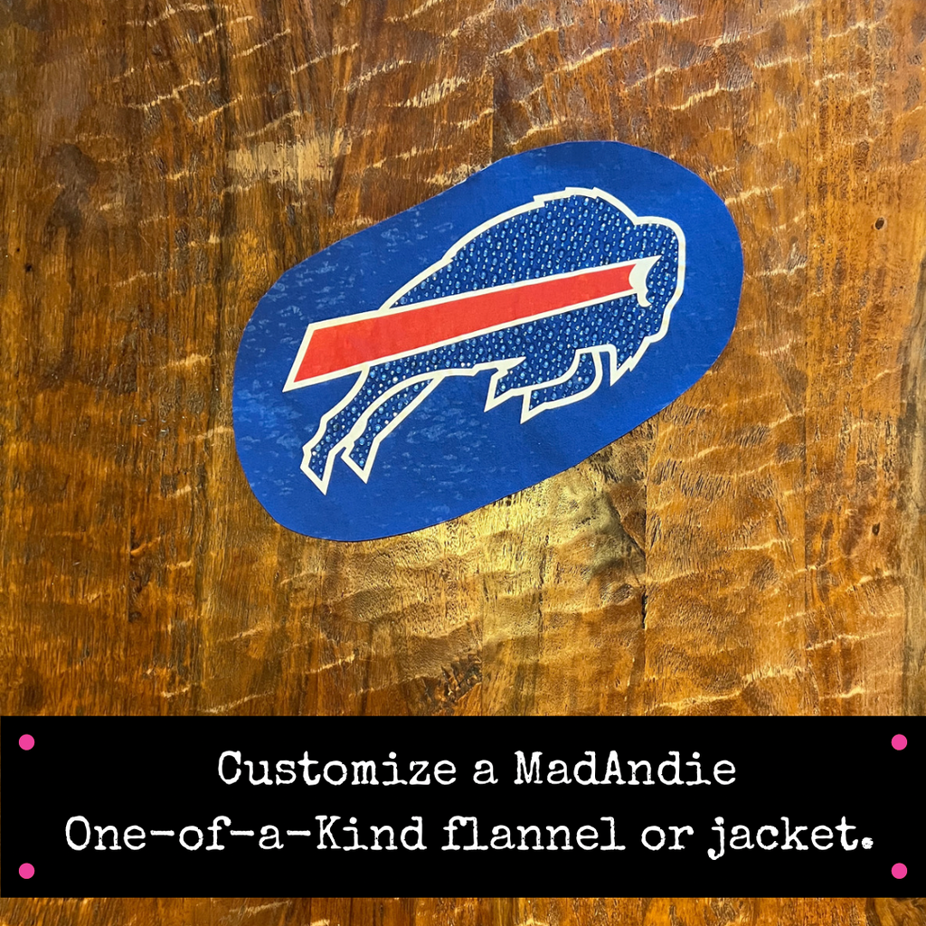 Buffalo Bills bling jeweled one of a kind custom jacket or flannel