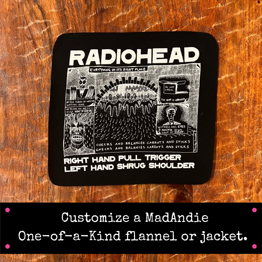 Radiohead band one of a kind custom MadAndie flannel, jacket, shirt