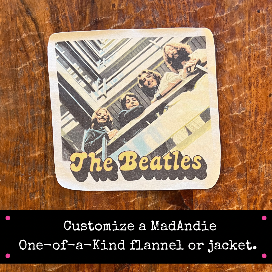 The Beatles famous EMI Stairway photo one of a kind custom MadAndie shirt, jacket, flannel