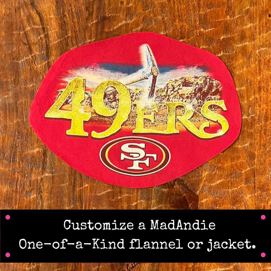 San Francisco 49ers Football one of a kind men's or women's custom jacket, flannel or shirt