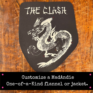 The Clash premium designer Amplified tee for custom MadAndie custom one of a kind shirt, flannel or jacket 