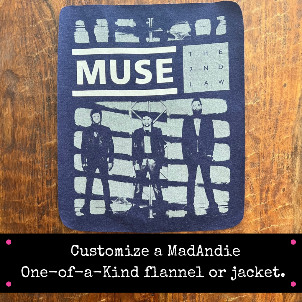 Muse The 2nd Law band tee - one of a kind custom flannel or jacket 