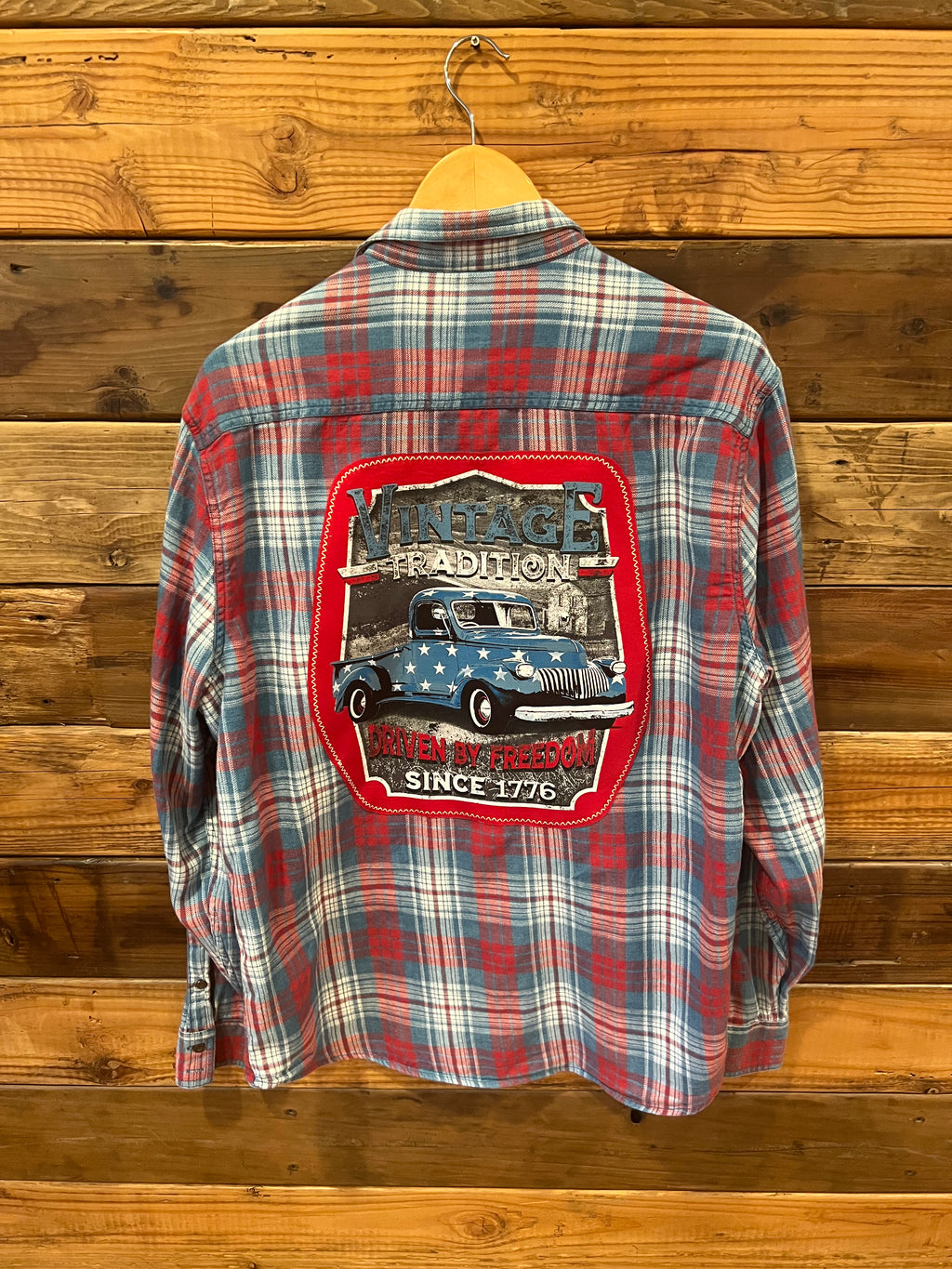 driven by freedom vintage 1776 one of a kind custom MadAndie Lucky Brand soft comfy plaid