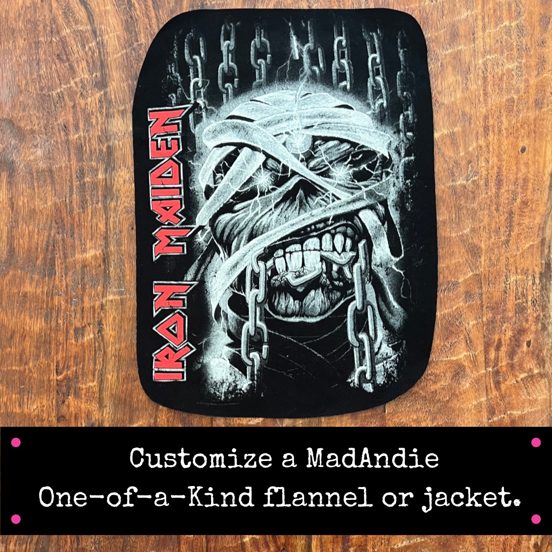 Iron Maiden band tee one of a kind custom shirt, jacket or flannel - men's or women's unisex