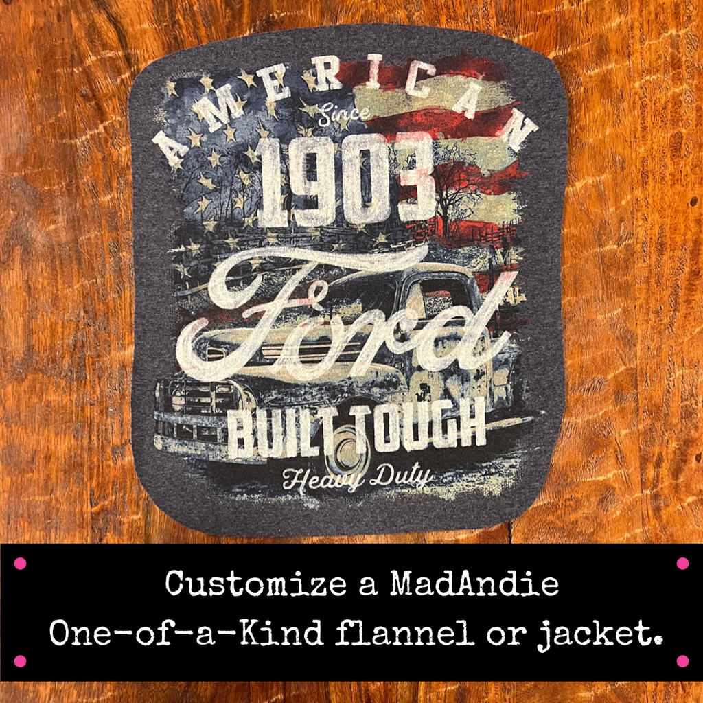 Ford Motors Built Tough one of a kind vintage-style custom jacket, shirt or flannel