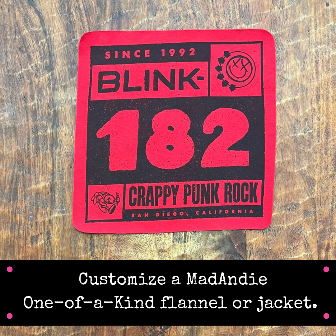 Blink 182 band tee custom one of a kind unisex men's or women's shirt, jacket or flannel